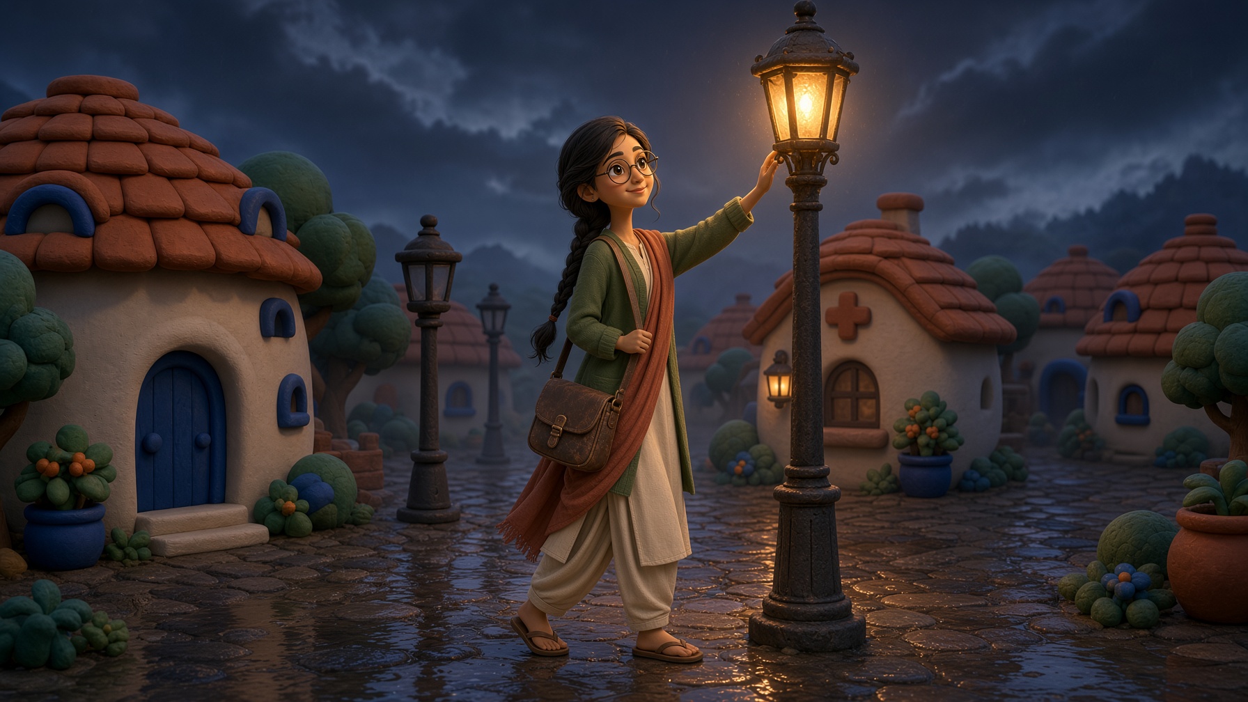 Deepa tends a lamp